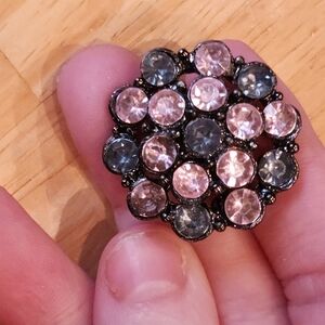 Pink and Gray Crystal Brooch